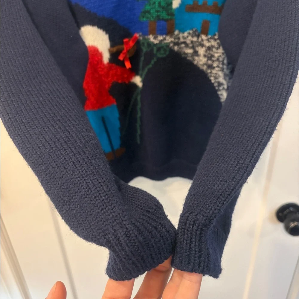 Vintage Ski Cabin Knit Sweater in Navy, Light Blue & Red - Picture 9 of 15